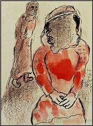Marc Chagall: Tamar, Belle-Fille de Juda, Lithographie originale 1960, Dessins pour La Bible - uvre grav
