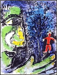 Marc Chagall: Le Profil et l'Enfant rouge, 1960, Lithographie originale - uvre grav | arts graphiques
