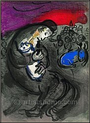 Marc Chagall: Pleurs de Jrmie, 1956, Lithographie originale pour La Bible | Estampes originales