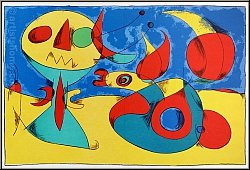 Joan Miro:  Oiseau zphyr  1956 Lithographie originale cubiste