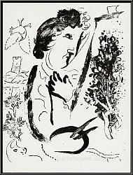 Marc Chagall: Devant le tableau Lithographie originale 1963, Mourlot