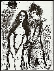 Marc Chagall:  Le Clown amoureux  Lithographie originale 1963 - uvre grav | arts graphiques | estampes