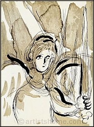 Marc Chagall: L'Ange  l'pe, 1956 La Bible, Lithographie originale