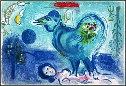 Marc Chagall:  Paysage au Coq  1958, Lithographie originale - uvre graphique | estampes originales