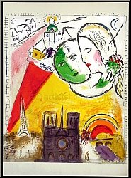 Marc Chagall: Le Dimanche, Paris 1954, Lithographie originale pour Derrire le miroir - estampes Mourlot