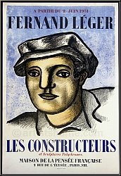Fernand Lger: Les Constructeurs 1951, Maison de la Pense Lithographie originale L'ouvrier | Affiches Mourlot