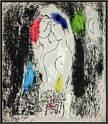 Marc Chagall: Les Amoureux en gris, 1957, Lithographie originale - uvres imprimes | estampes originales