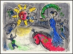 Marc Chagall:  Soleil au Cheval rouge  Lithographie originale 1979 - uvre graphique | gravures originales