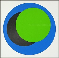 Genevive Claisse: Srigraphie originale  Cercles  sur fond blanc, signe 1967 - Op-Art | uvre graphique