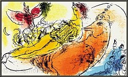 Marc Chagall: L'accordoniste, 1957 Lithographie originale Mourlot 204 - oeuvre graphique | gravures, estampes