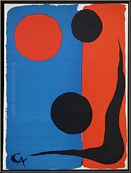 Alexander Calder: Composition sur rouge et bleu 1966, Lithographie originale pour Maeght et Redfern | Gravures