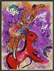 Marc Chagall: L'cuyre au cheval rouge 1957, Lithographie originale sur le thme du cirque | uvre graphique