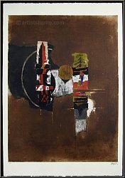 Johnny Friedlaender:  Diaphonie  1978, gravure  l'eau-forte et aquatinte originale signe, vlin d'Arches