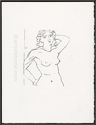 Andr Derain:  Buste de femme  1950-1972 Nu fminin, Lithographie originale Souvenirs et portraits d'artist