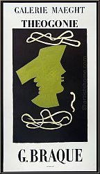 Georges Braque: Affiche originale Theogonie Galerie Maeght 1954, imprime par Mourlot - Affiches d'expositions