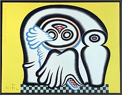 Arnold Leissler: Donna Nella Sedia Femme assise 1969, Lithographie surraliste sur Rives, signe, numrote