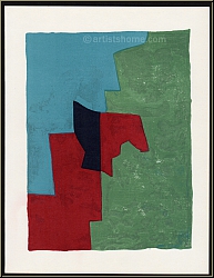 Serge Poliakoff: Composition rouge, verte et bleue, 1961, lithographie originale - uvres imprimes, estampes