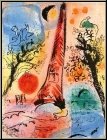 Marc Chagall:  Vision de Paris  Tour Eiffel 1960, Lithographie