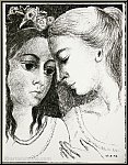 Paul Delvaux:  Confidences  1972, Lithographie originale Mourlot