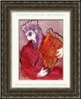 Marc Chagall: David  la Harpe (Les Rois), Lithographie originale 1956, Verve La Bible - uvre graphique