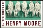 Henry Moore: Galerie Berggruen & Cie 1957, Personnages sur fond vert, Lithographie originale - Affiches