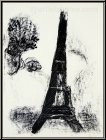 Marc Chagall: Place de la Concorde, Tour Eiffel et fleurs (au dos), 1952, Lithographie originale - uvre grav