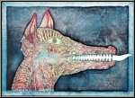 Bernhard Jaeger:  Montrer les dents  Chien 1971, Lithographie signe