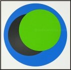 Genevive Claisse: Srigraphie Cercles sur fond blanc, signe Op Art