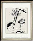 Marc Chagall: Le bouquet  la main Auto-portrait de l'artiste, Lithographie originale, 1957- uvre grav