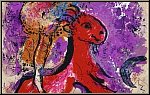 Marc Chagall: L'cuyre au cheval rouge 1957, Lithographie originale sur le thme du cirque | uvre graphique